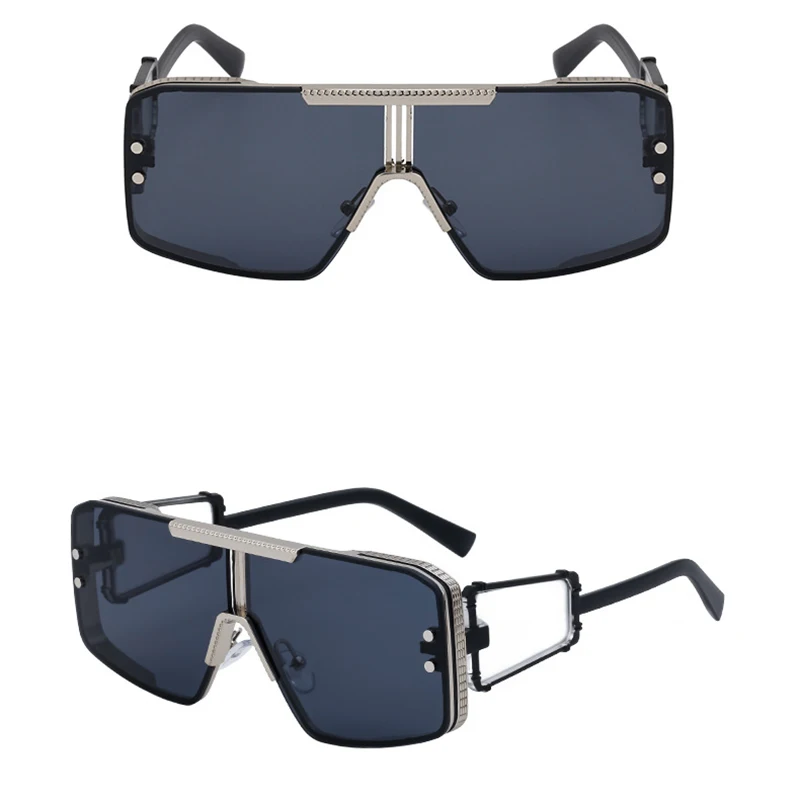Luxury Brand Designer Oversized Big Frame Sunglasses Women For Men Sun Glasses Vintage  Popular Metal Punk Flat Top Eyeglasses