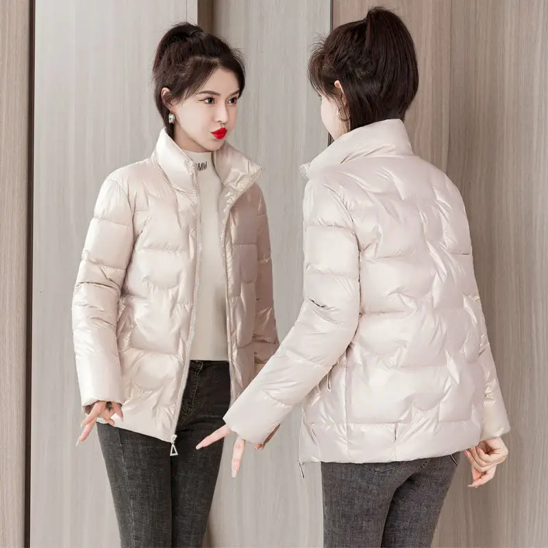 Veste matelassurera en coton léger pour femme, courte, grande taille, hiver, nouveau, 2023