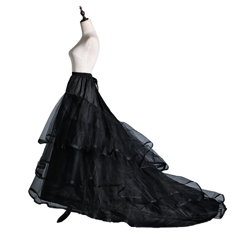 In Voorraad Groothandel Black Wedding Petticoats Met Tailing Retro Vintage Fancy Net Rok Tutu Bridal Buddy 2 Hoops Met Bone