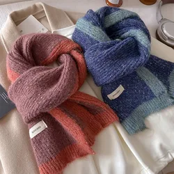 Winter Knitting Scarf Men Women Fastener Thermal Neck Warmer Solid Fleece Keep Warm Scarf Thickening Windproof Neck Cover