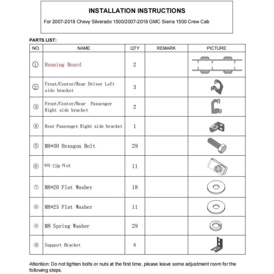 لوحة الجري Nerf Bar متوافقة مع 20072018 تشيفي سيلفرادو جي إم سي سييرا 1500 20072019 2500HD 3500HD Crew Cab 7 بوصات تعزيز