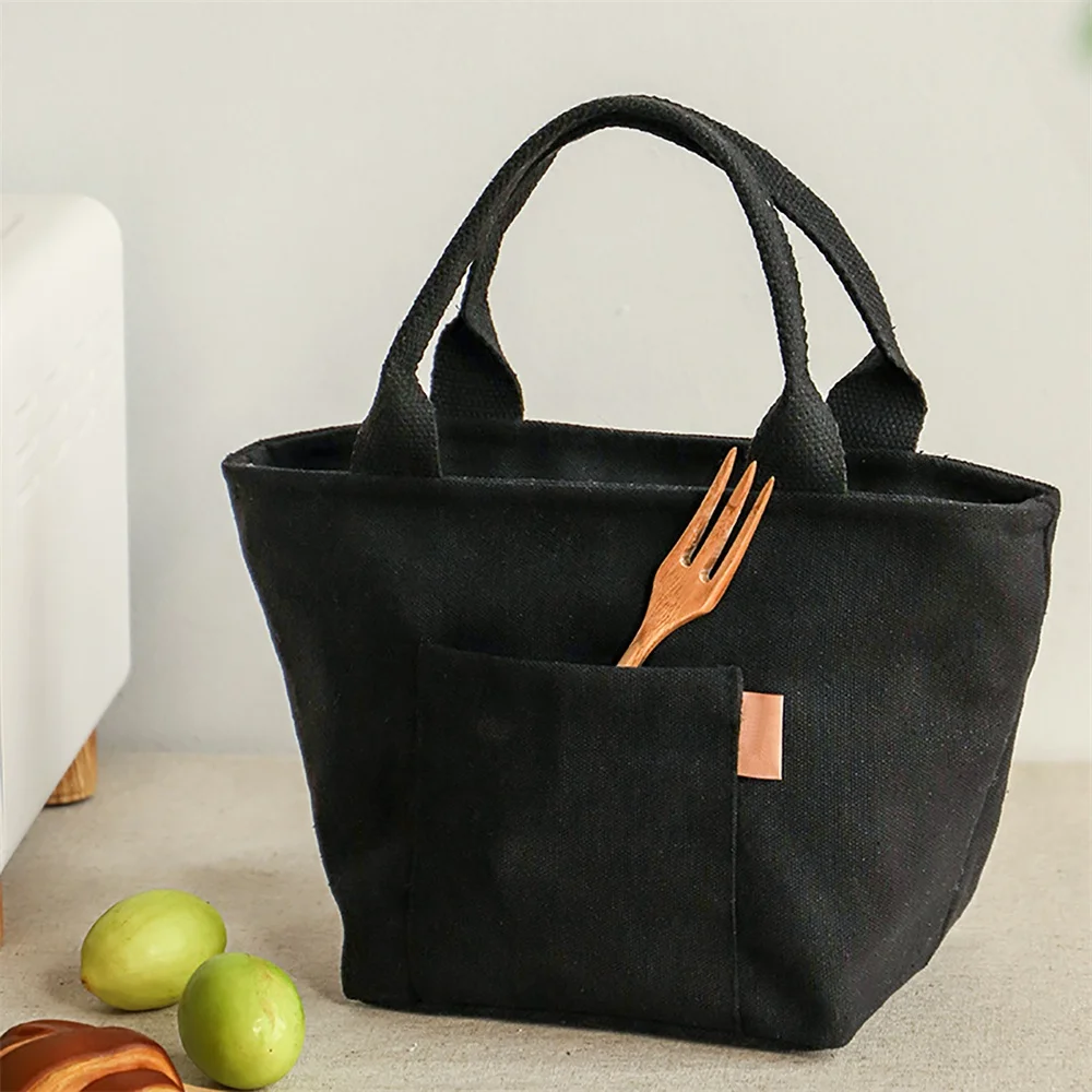 1 Stück vielseitige, isolierte Lunch-Tasche aus Segeltuch mit Reißverschluss, tragbare Aufbewahrungstasche für Reisen und Picknicks, leicht zu reinigender quadratischer Organizer – Detail 2