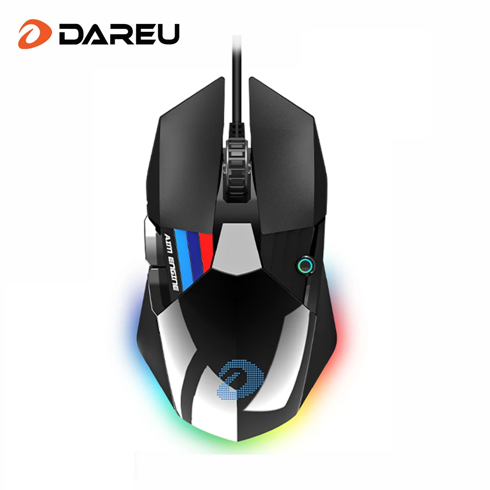 DAREU 1.8m RGB LED Wired Mouse 18000 DPI 400 IPS 1000Hz 4 Buttons Ergonomic Computer Gaming Mice for Home Office