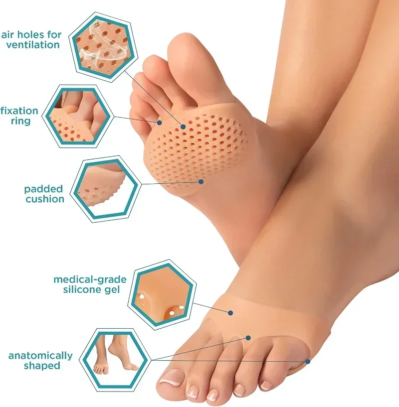 4Pcs Silicone Forefoot Pads Honeycomb Gel Shoe Pad for Women Heels Insoles Foot Pain Relief Inserts Foot Blister Care Cushions