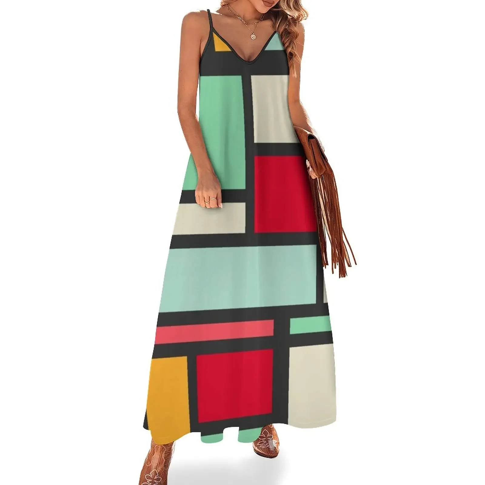 

Mondrian Sleeveless Dress women's clothing korea stylish Summer women's clothing Dress