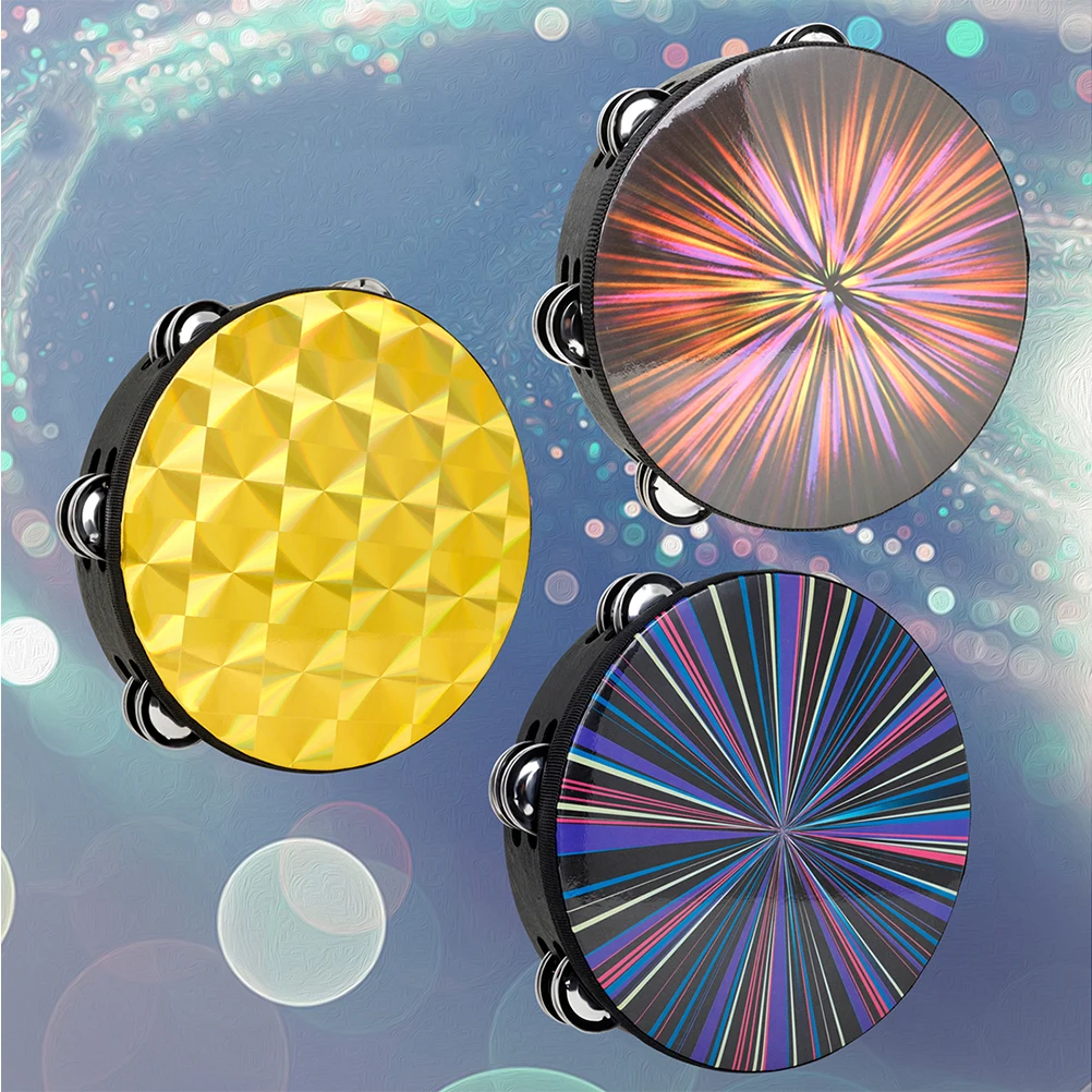 

Hand Drum Kids Musical Instrument Double Row Tambourine Bell Percussion Wooden Drum Educational Plaything Early Learning Hand