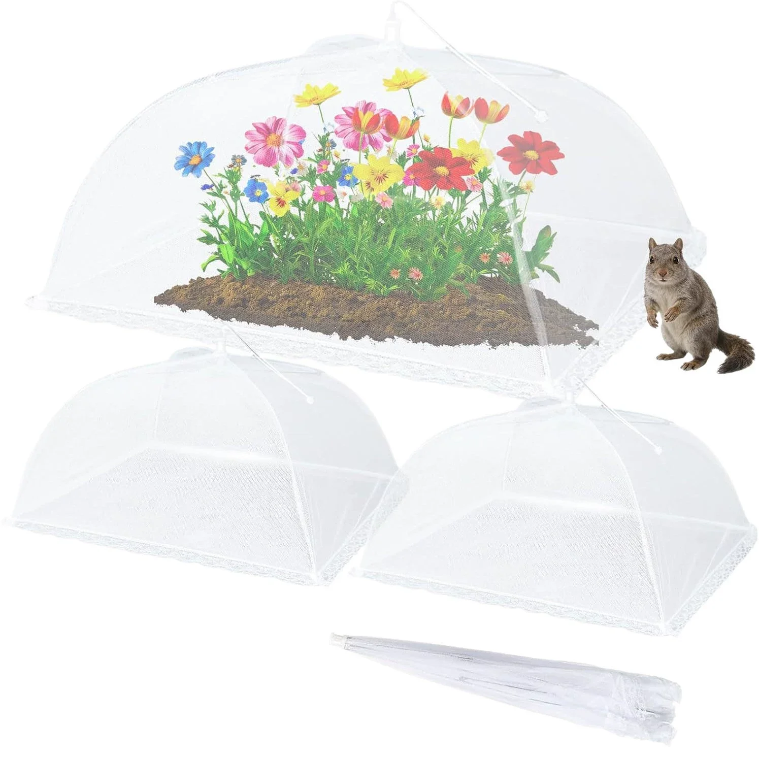 3 Pack Mesh Food Cover Tent for Outside 17Inches Reusable and Collapsible Outdoor Food Covers Net for Party Picnic BBQ Camping
