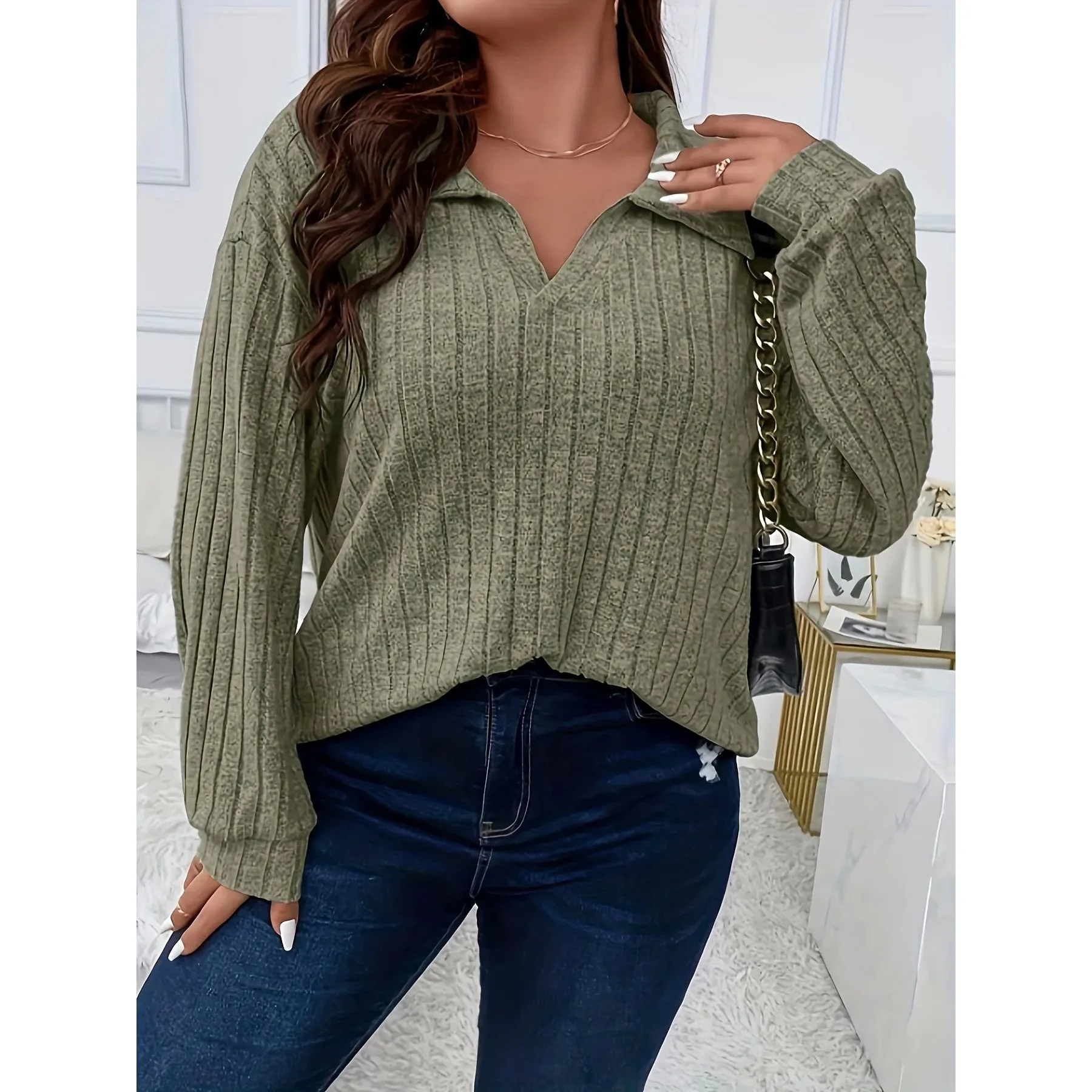 Damska koszulka plus size, codzienna, długa, wygodna, z miękkiego materiału, modna.