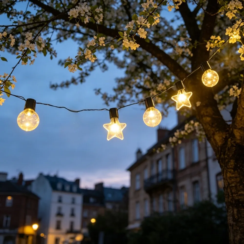 10/20 LED Solar G50 Clear Globe Star String Lights Waterproof Outdoor Fairy Lights for Courtyard Christmas Holiday Decor