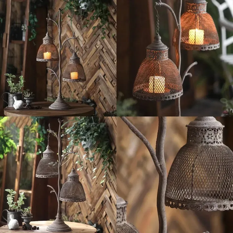Vintage Bird Cage Storage Rack Metal Craft Home Decoration Restaurant Atmosphere Ornament Shelf Display Stand Retro Decor