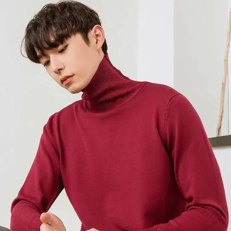

Turtleneck Men Pullover Cashmere Cotton Blend Knitted Sweater 2025 Autumn Winter Daily Basic Warm Turtle Neck Jumper Pull Homme
