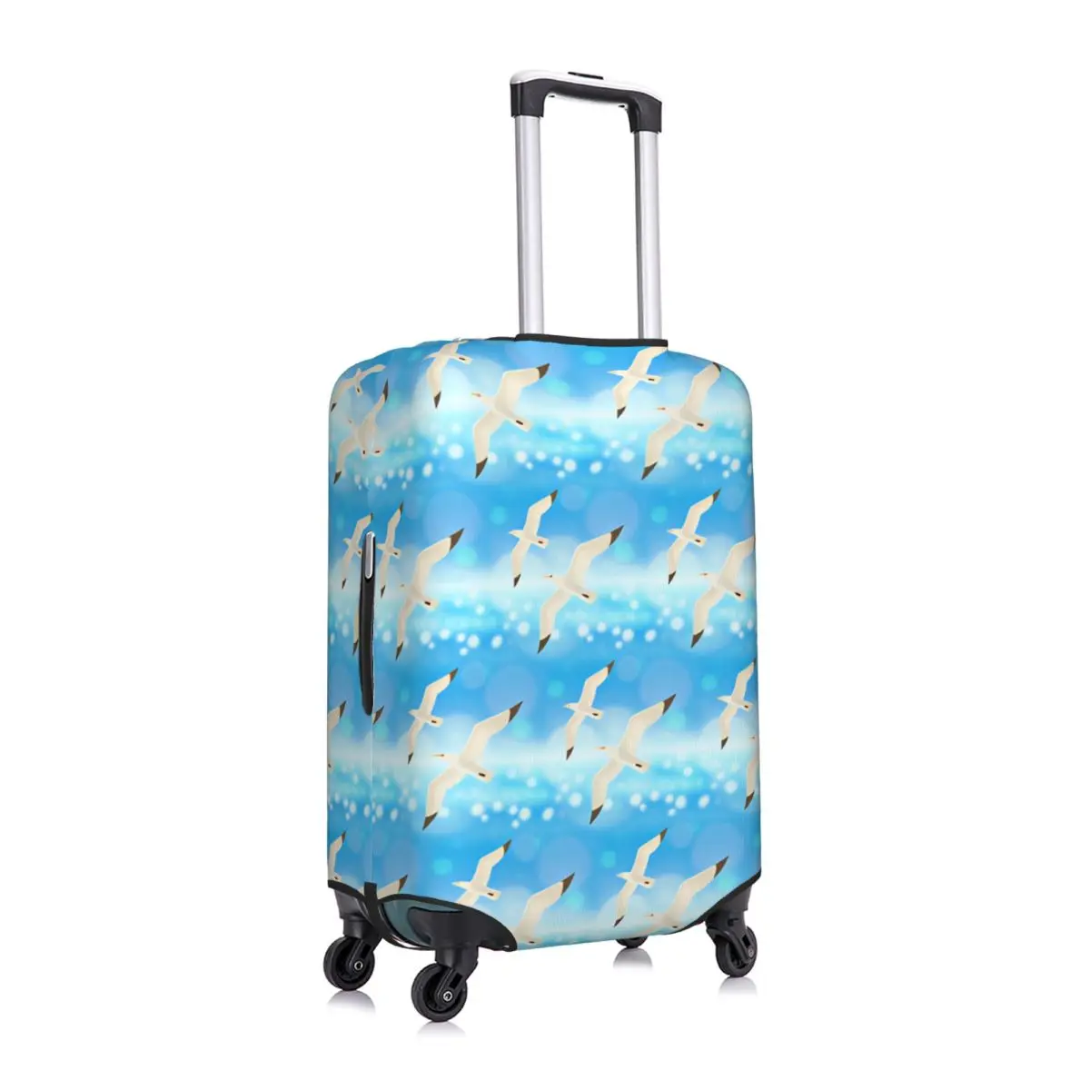 Custom Summer Seagull Blue Ocean Pattern Luggage Cover Protector Cute Travel Suitcase Covers for 18-32 Inch