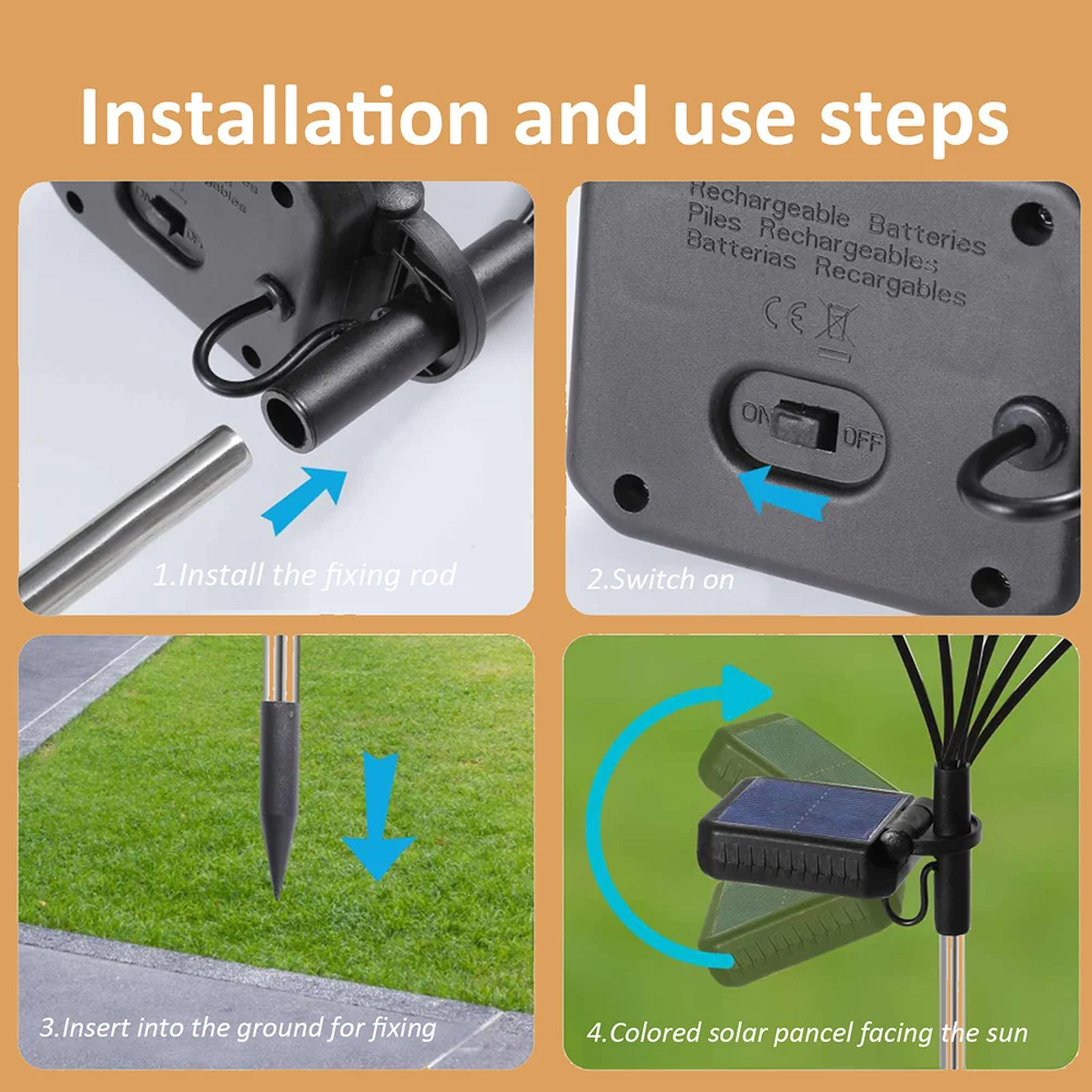 

2 Sets Solar Powered Lights Ground Plug Yard Decorations outside for Decorate Outdoor Garden Lawn