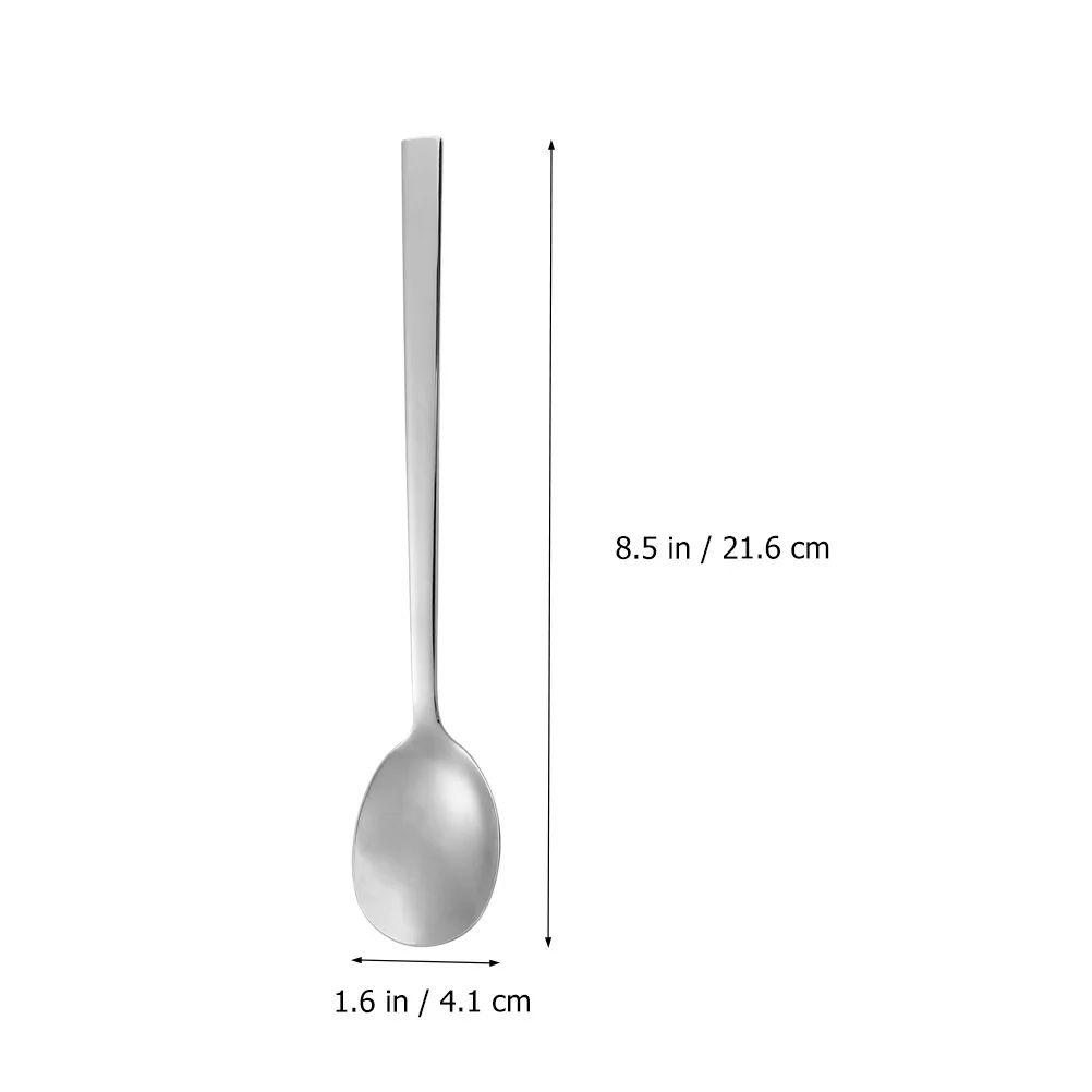 

2pcs Stainless Steel Spoon Long Handle For Coffee Tea Ice Cream Dessert Stirring Bar Party Use Soup Cake Spoons