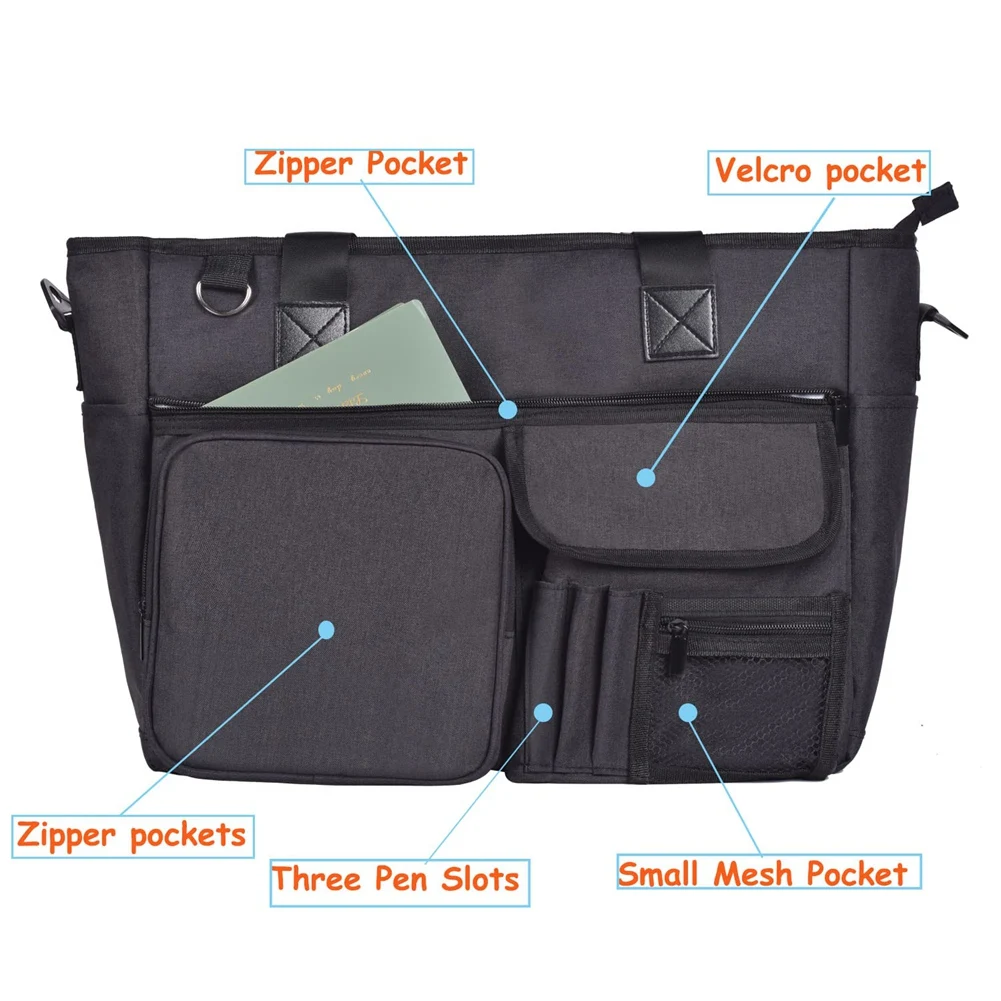 حقيبة حمل ممرضة للعمل - حقيبة مدرسية سريرية مع جيوب متعددة، JAS