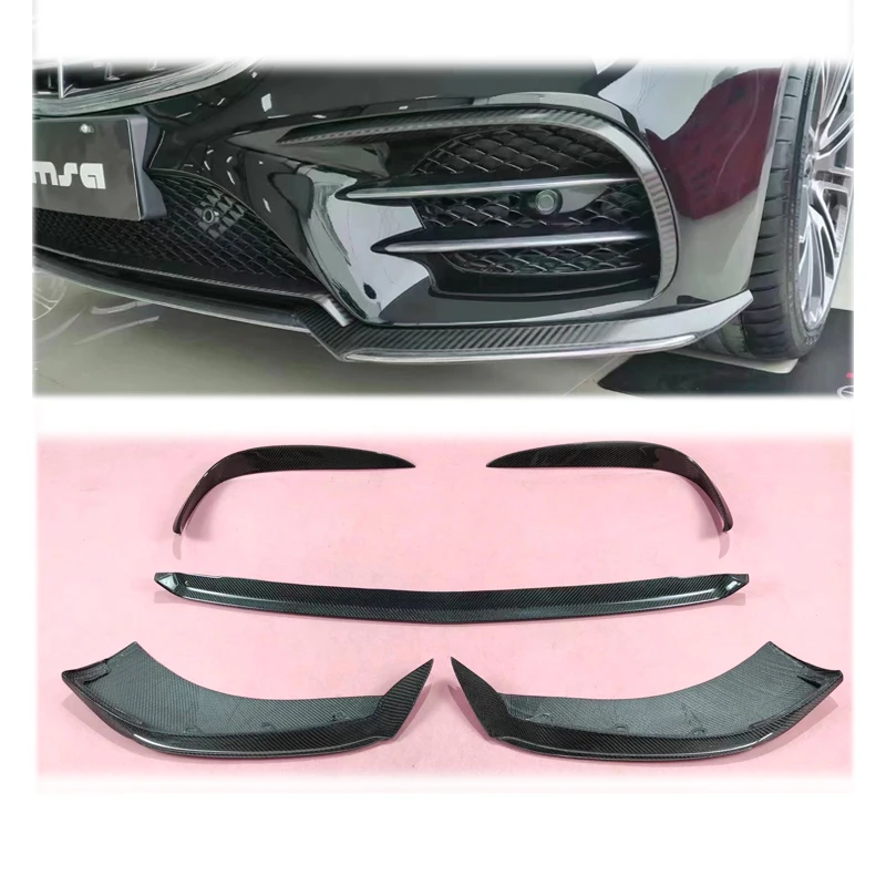 For Mercedes S Class W222 LCI Sport Version S450  Carbon Fiber Front Lip Pack Angle Air Knife Kit