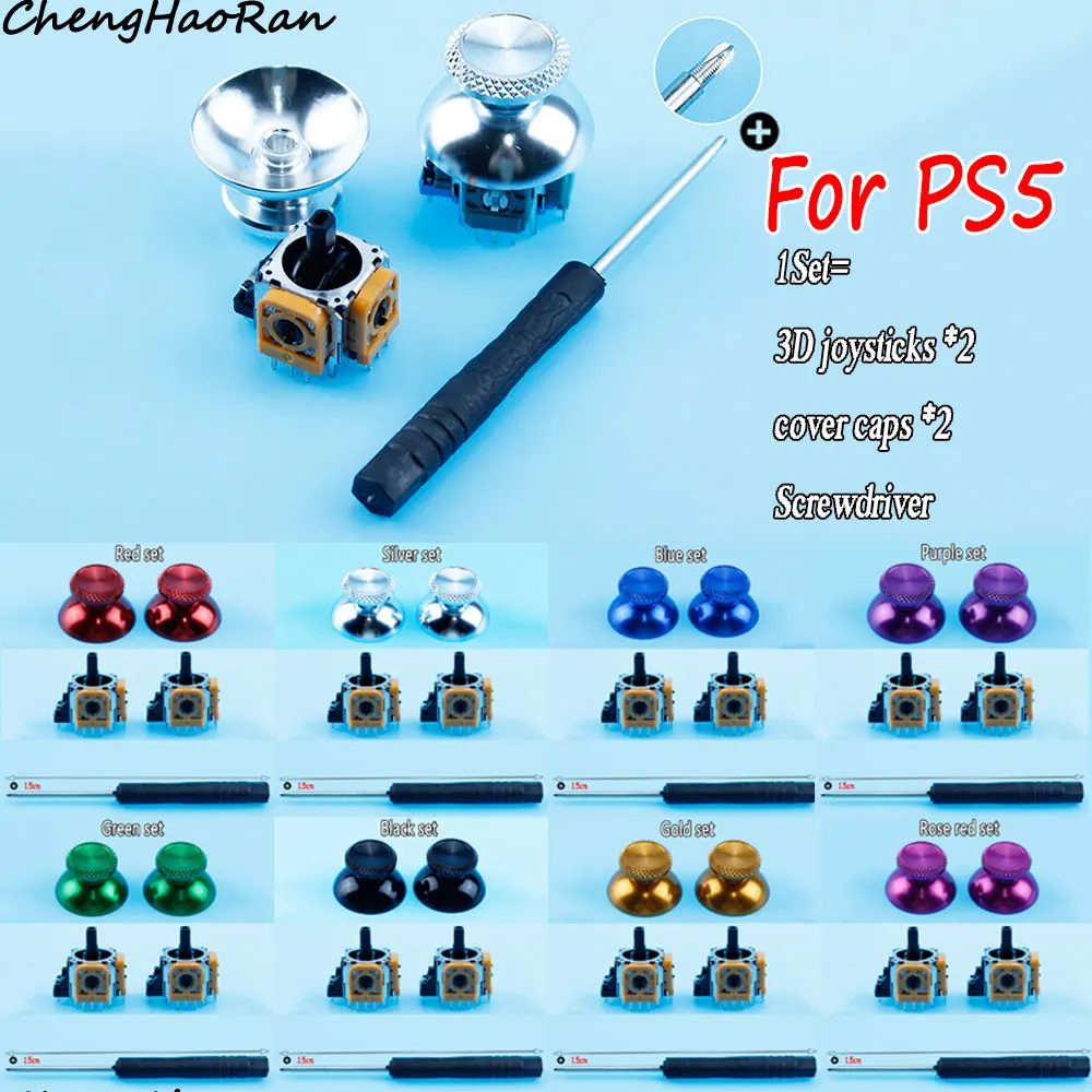 1 set For PS5 controller 3D analog stick sensor module potentiometer & thumbSticks Cover cap & Phillips screwdriver parts