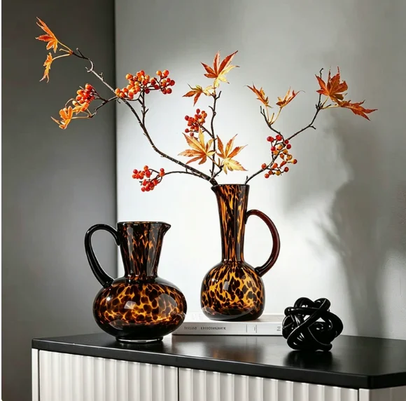 Vase Senior Sense Leopard Print Vase Ornaments Light Luxury Simple Art Living Room Desktop Decorative