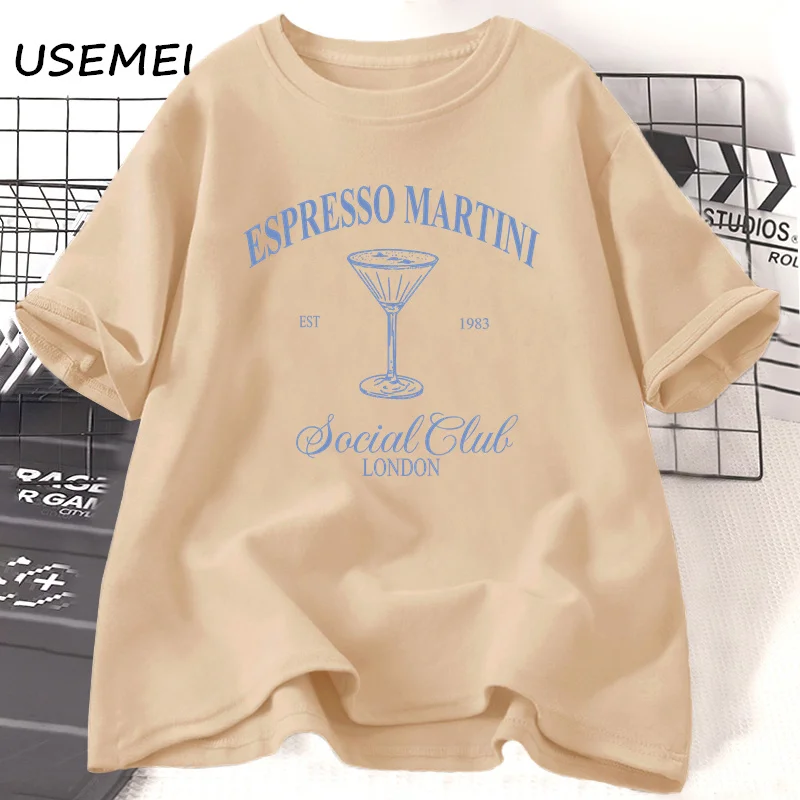 

Espresso Martini Social Club T Shirt Fashion Women Ladies T-shirt Casual Short Sleeve Female Clothing Top Tee Oversized