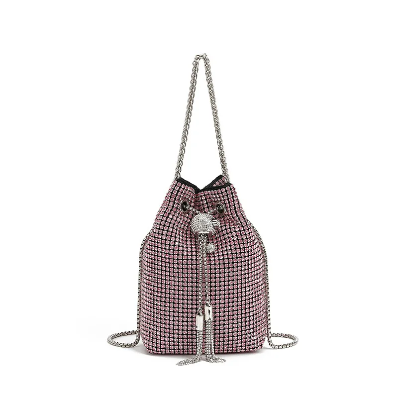 2026 Fashionable New Crystal Beaded Bag Bucket-shaped Evening Bags Fringed Handbag with Chain Strap and Diamond Crossbody Bag for Women