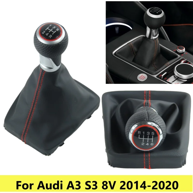 Gear Shift Knob Lever Shiter Gaiter Boot Cover Case For Audi A3 S3 8V S-line 2014-2020 Cars Styling Accessories Lever Stick Pen