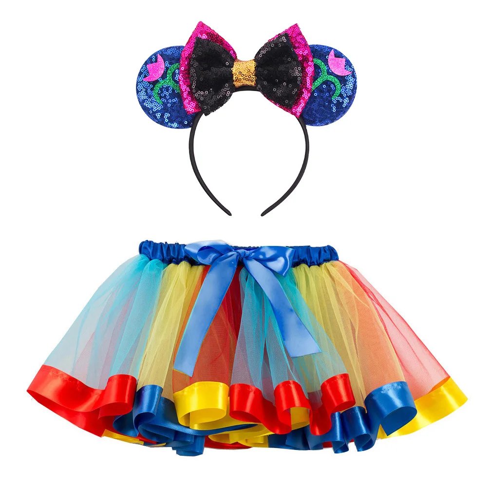 Bandeau de sauna avec nœud papillon pour enfants, mini-jupes de souris, accessoires de costume de cosplay, jupe tutu pour filles, bandeau pour cheveux d'anniversaire, fête d'Halloween et de carnaval