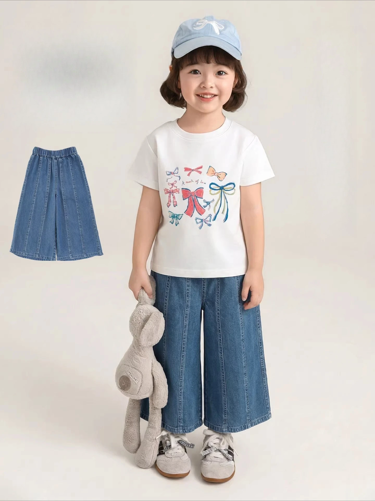 

Новинка: Детские джинсовые брюки из лиоцелла для девочек, широкие штанины, облегающий крой, мягкие и удобные, летние