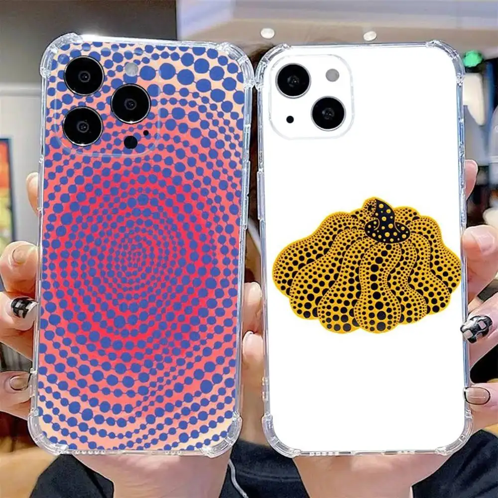 

Y-yayoi K-Kusama Art Phone Case For iPhone 16,15,14,13,12,11 Pro,Max,Plus,X,XS,XR,SE,Mini Transparent Silicone Soft