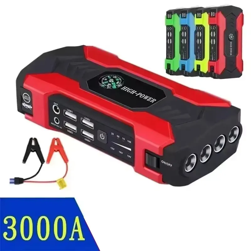Arrancador de Coches 3000A, Dispositivo de Arranque Portátil, Batería Externa, Arrancador de Batería para Coche, Artículos de Refuerzo para Vehículos