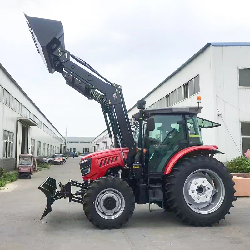 Enclosed Cabin Multifunctional Wheel Tractor with Bulldozer Front Loader Bucket