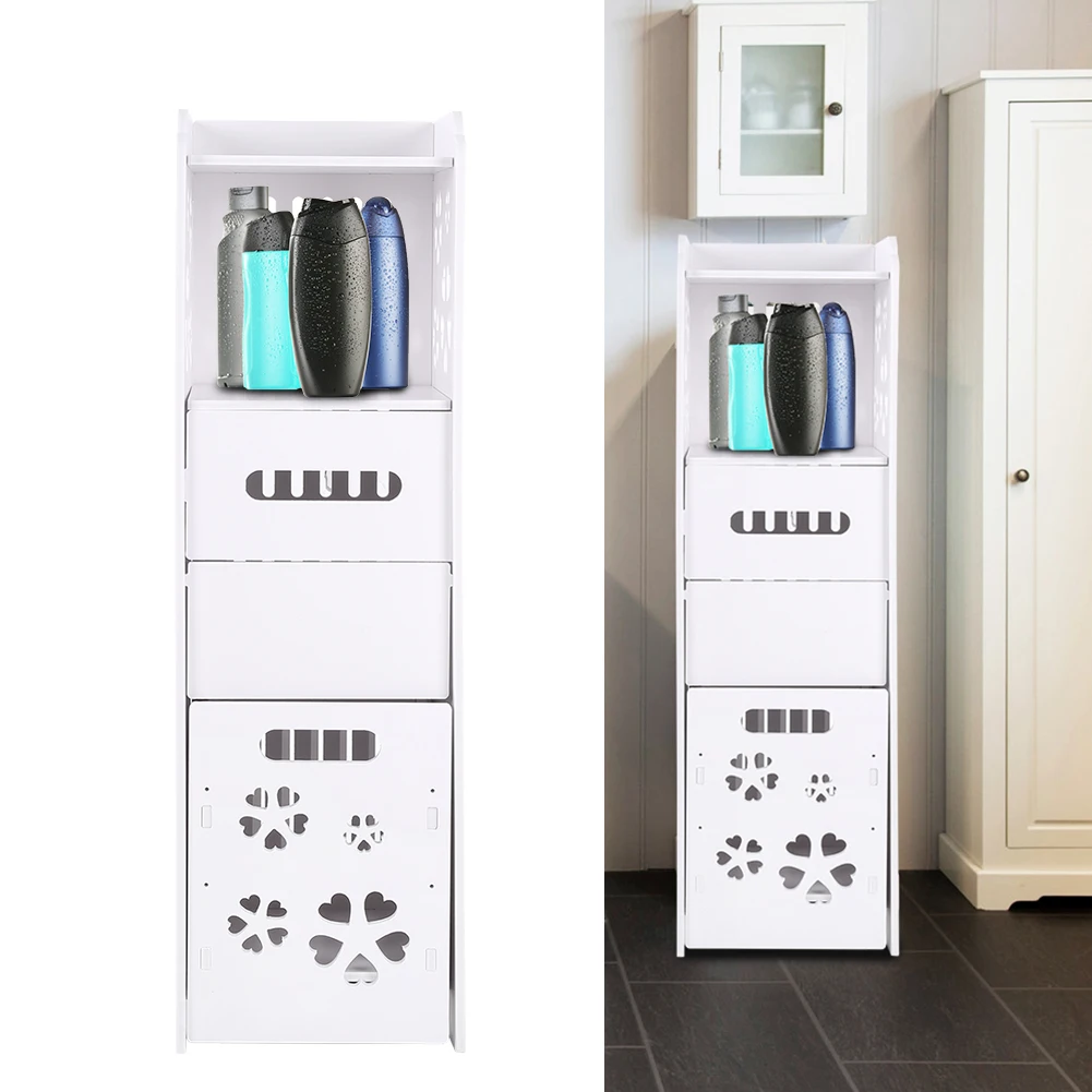 

Bathroom Cabinet Cabinet Wood Plastic Board Corrosion Resistant Waterproof 3 Layer Bathroom Shelf Cabinet Household Supplies