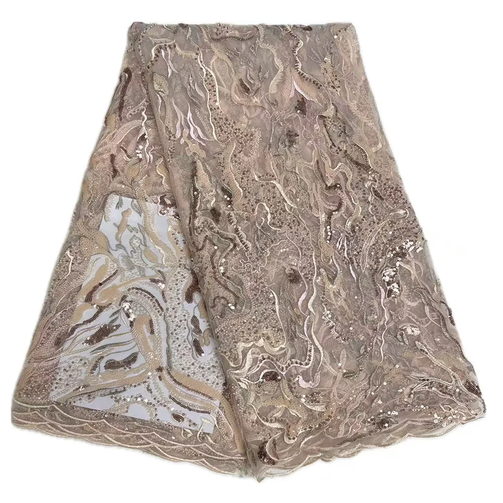2025 أقمشة الدانتيل الأفريقي الفاخرة مطرز عالية الجودة النيجيري فستان الزفاف تول المواد الخياطة مطرز الدانتيل 5 ياردة الأقمشة