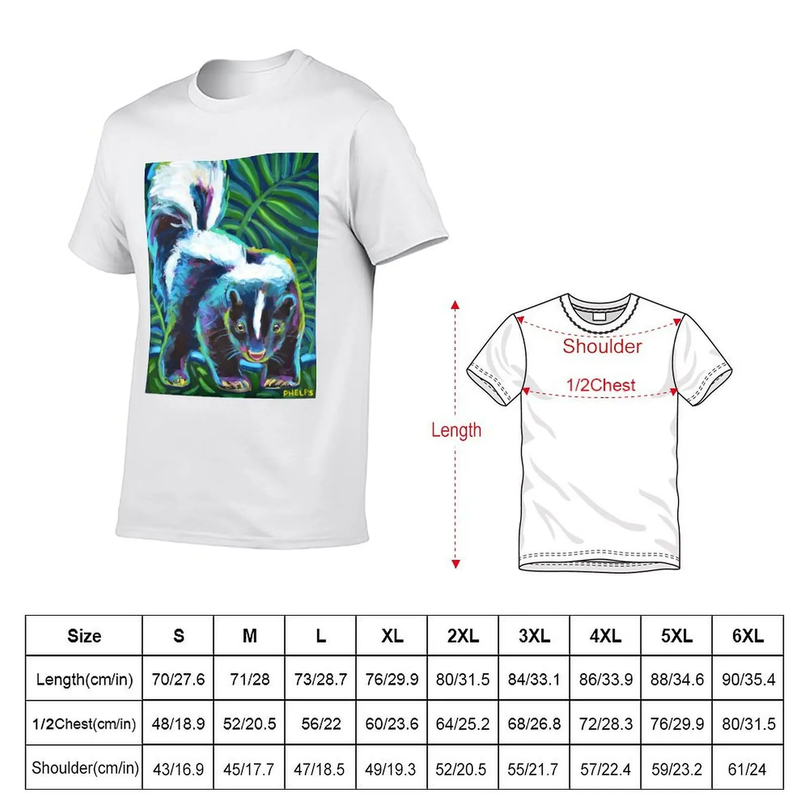 Colorful Skunk Art by Robert Phelps T-Shirt blanks street wear men clothings