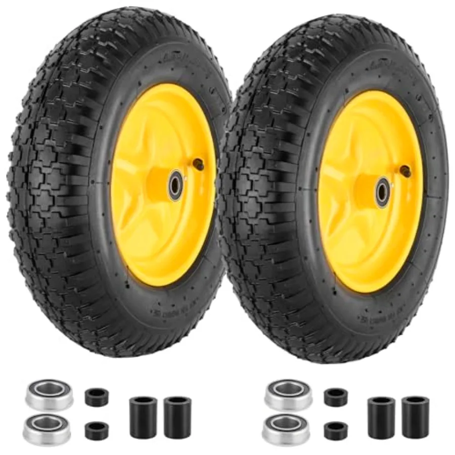 

4.80/4.00-8 Tire and Wheel 16" Pneumatic Wheelbarrow Tires with 5/8"and3/4" Bearings 4.80/4.00 x 8 Tire for Wheelbarrows/Hand T