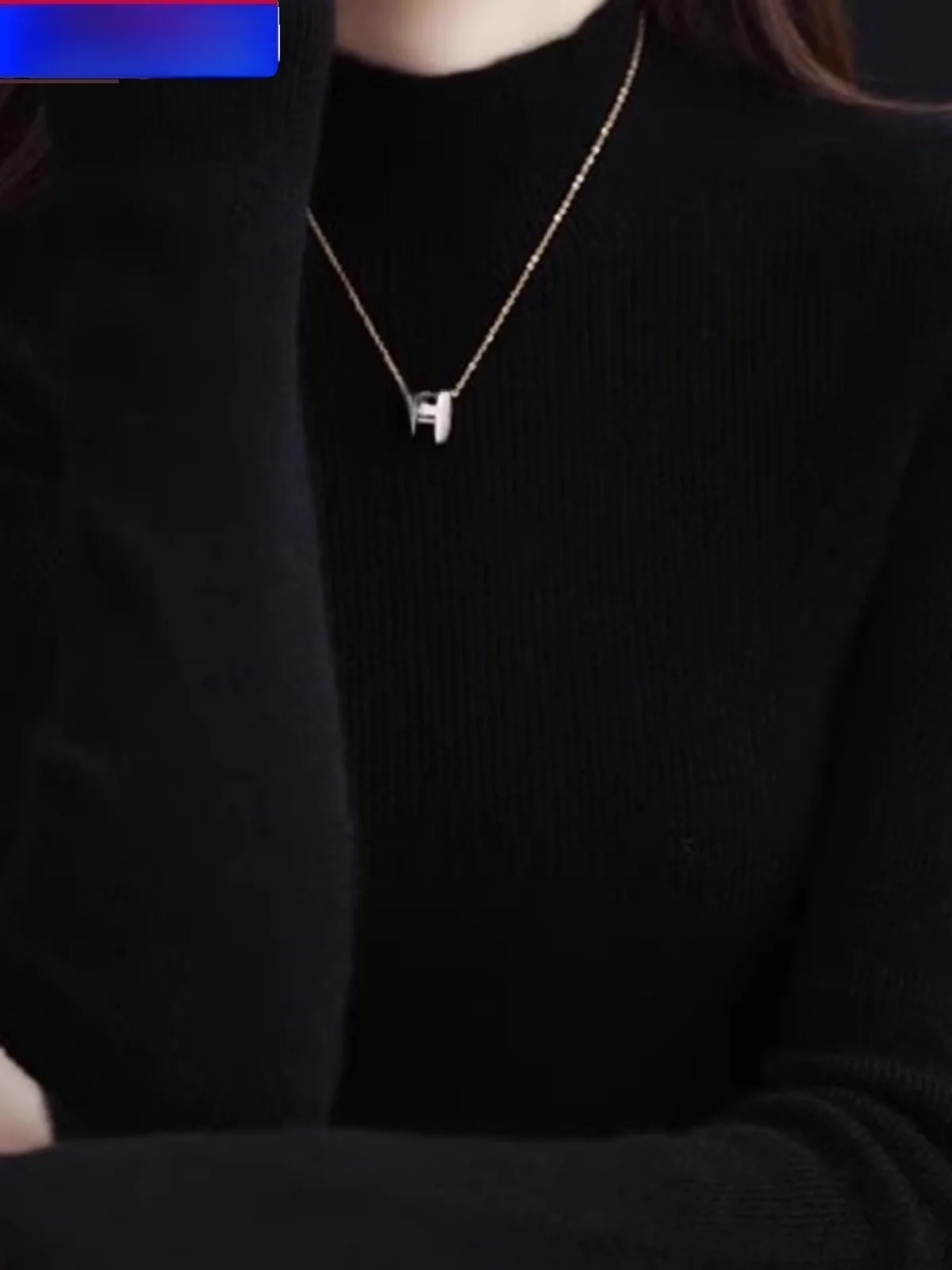 

Spring 2026 Women's Slim Fit Bla Woolen Knitted Sweater Thiened f High Collar Inner Wear Base irt Warmth Emitting