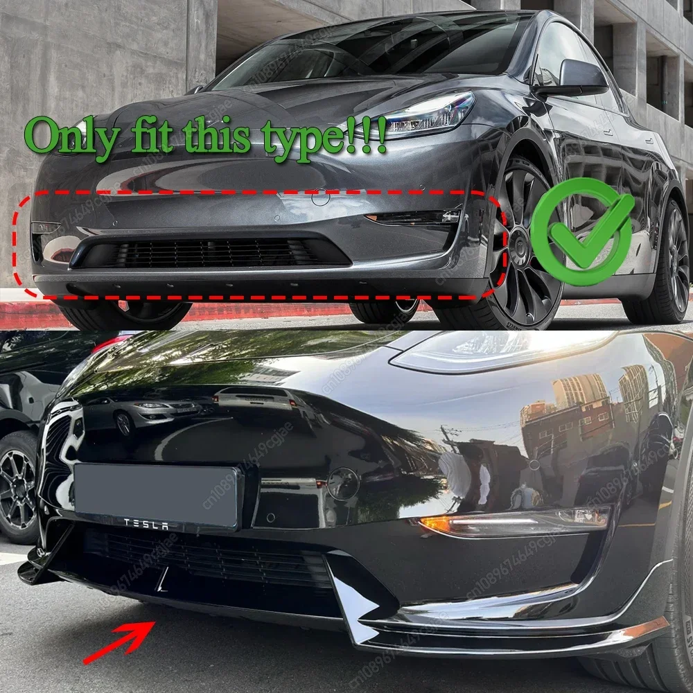 Per Tesla Modello Y 2020-2024 Berlina Auto Paraurti Anteriore Labbro Anteriore Pala anteriore kit Corpo Spoiler Splitter kit ABS Gloss Nero Tuning