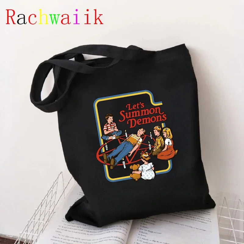 Satan Shopping Bag Graphic Tote Vintage Harajuku Shopper Bag donna Canvas Shoulder Bag donna Ulzzang Funny Eco Large-capacity