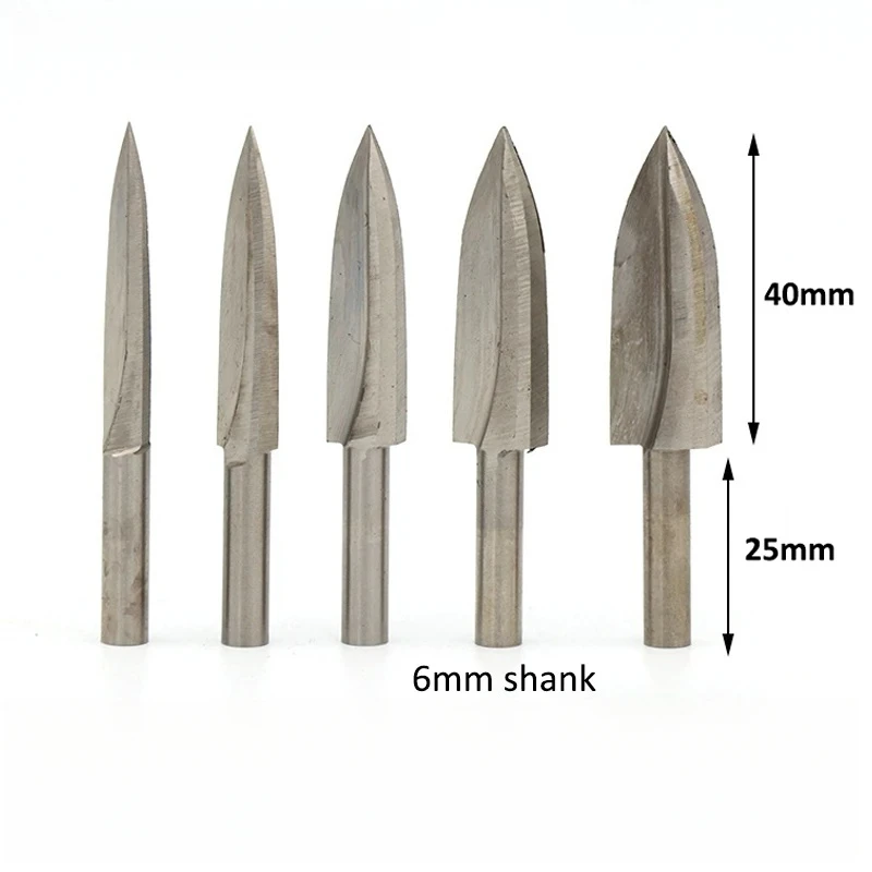 6/8/10/12/14mm HSS Two Blades Carving Knife 6mm Shank Milling Cutters 2 Blades Sharp Edges Engraving Woodworking Tools