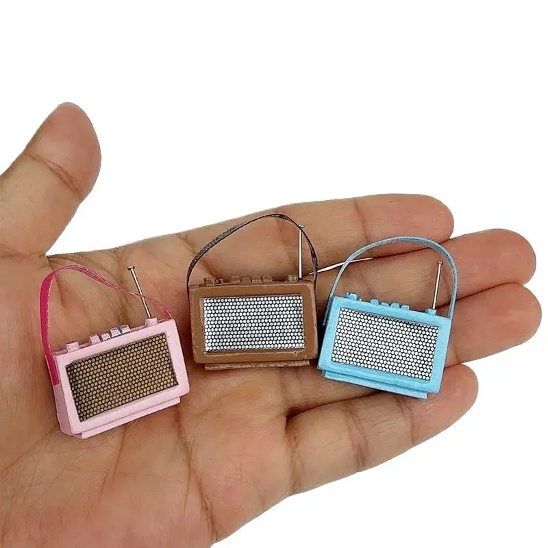 1:12 casa de muñecas Vintage Mini modelo de Radio portátil accesorios de decoración para casa de muñecas casa de muñecas decoración de escena del hogar juguetes regalos para niños