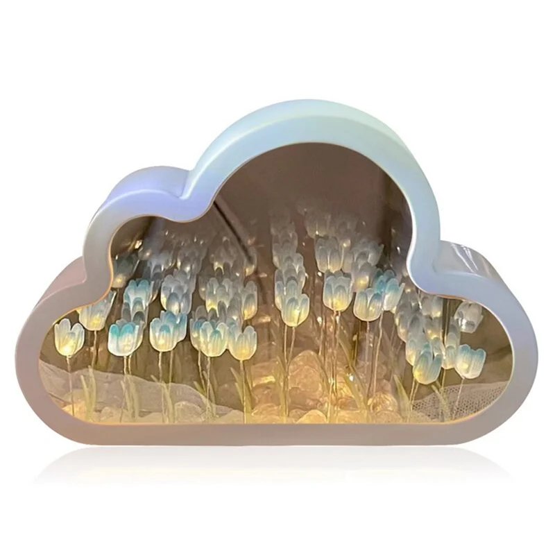 ABLK 1 peça nuvem-espelho luz noturna pequeno espelho ornamentos emissores de luz de mesa E