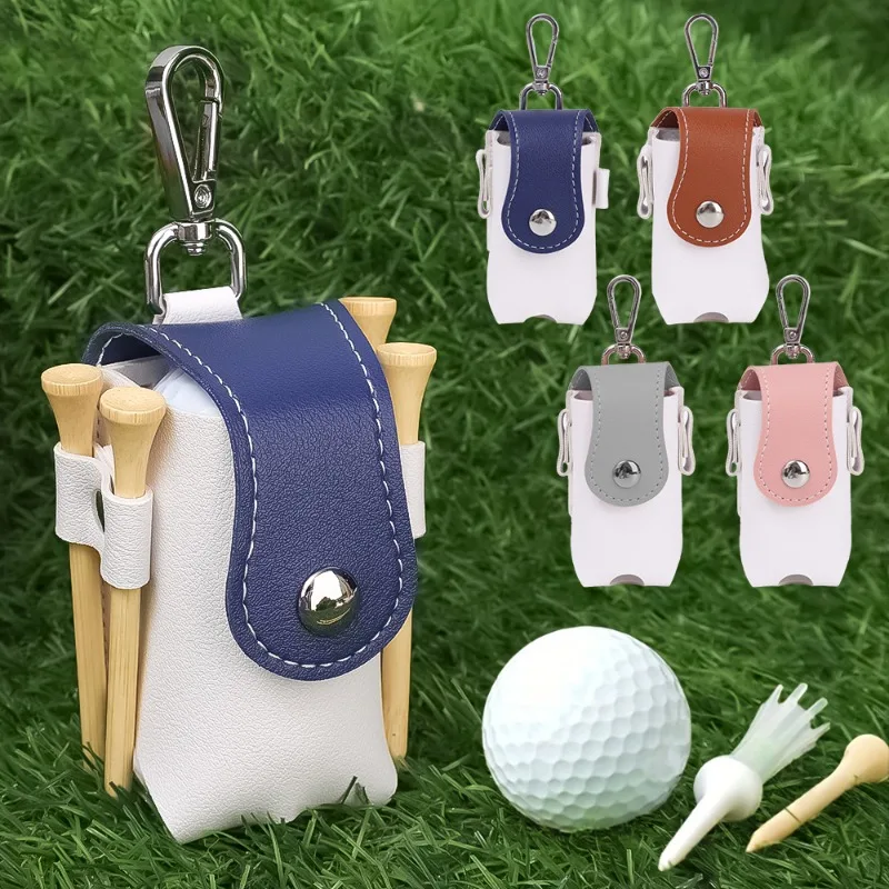 Japanese and Korean Splicing Style Golf Bag Portable Mini Golf Protective Bag PU Leather Ball Box Ball Bag Colored Waist Bags