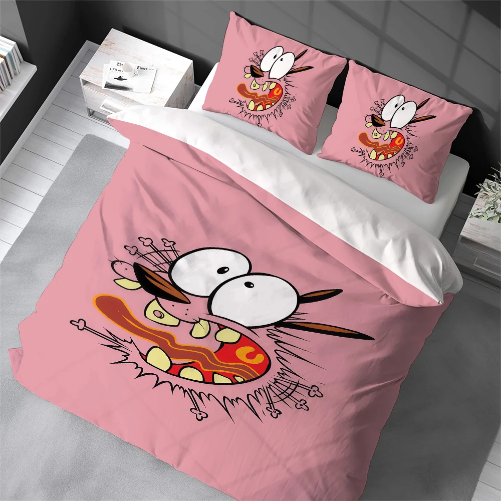 C-Courage the Cowardly D-Dog Duvet Cover Set Home Style Bedding Soft Laundry Cotton Bed 3 Piece Set Student Dormitory Gift