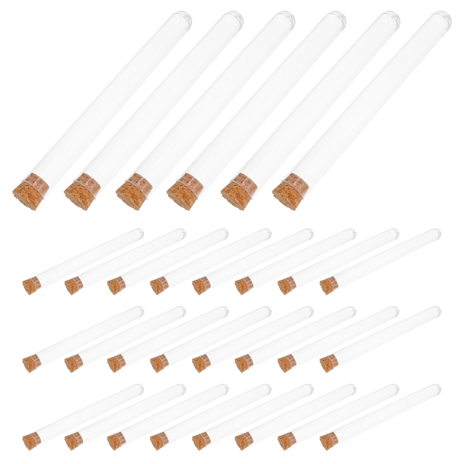 

100 Pcs Test Tube Laboratory Tubes with Cork Scientific Experiments Solid Container Sturdy Plastic Replacement Transparent