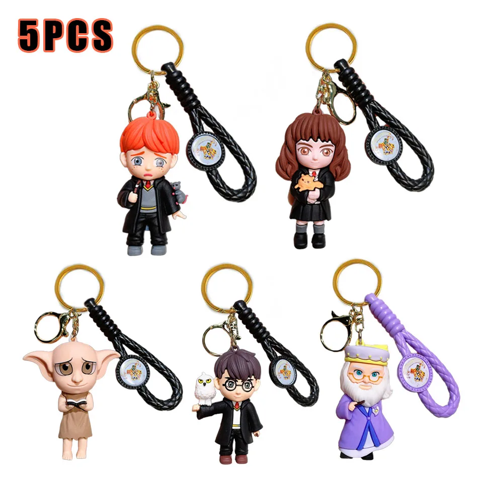 Harry Potters Cute Magician PVC Key Chain Bag Pendant Doll Potter Ron Weasley Pendant Couple Car Key Chain for Kid Birthday Gift