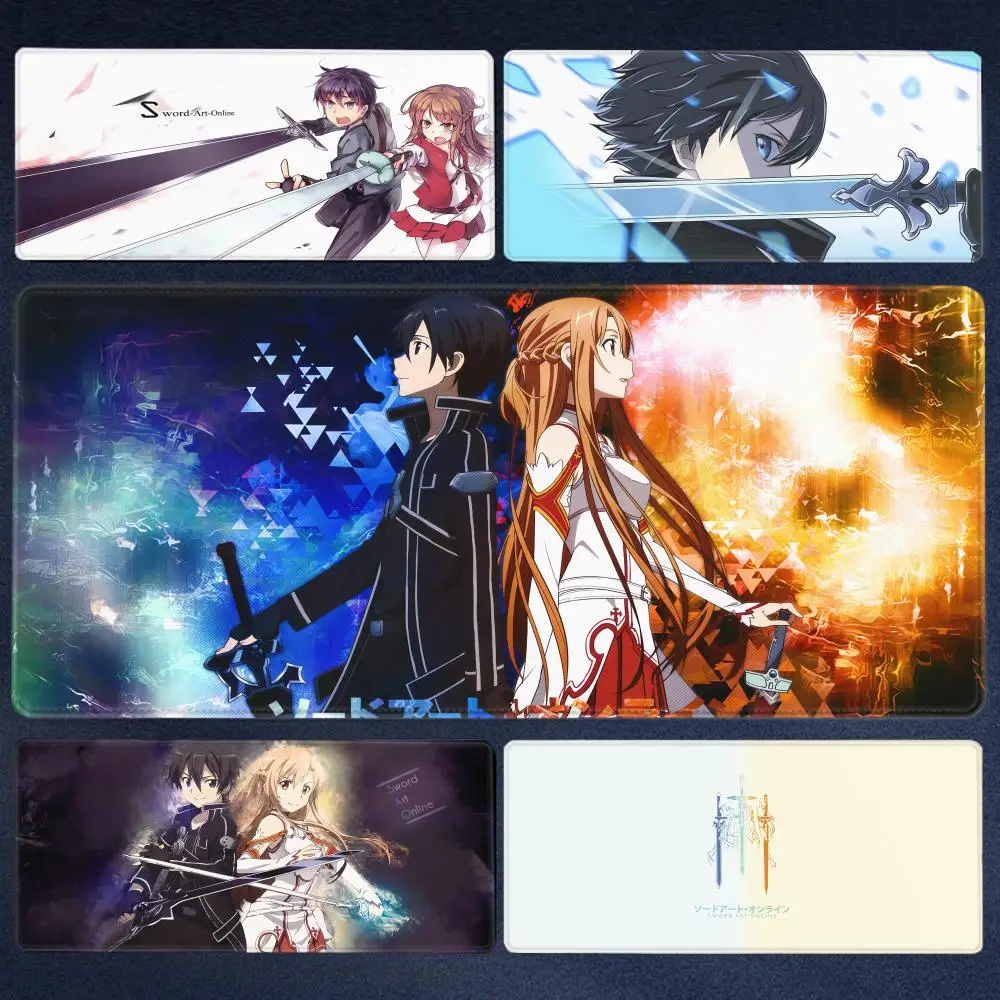 AAA S Sword Art Online Mouse Pad Desk Mouse Pad Cute HD Desk Pad Extended Gaming Keyboard Mats Large 100x50cm XXL Gamer Mousepad
