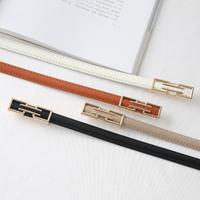 Adjustable Ladies Dress Waist Belt Slim Leather Women Belt Gold Buckle Black White Apricot Khaki Skinny Female Belt Pasek Damski