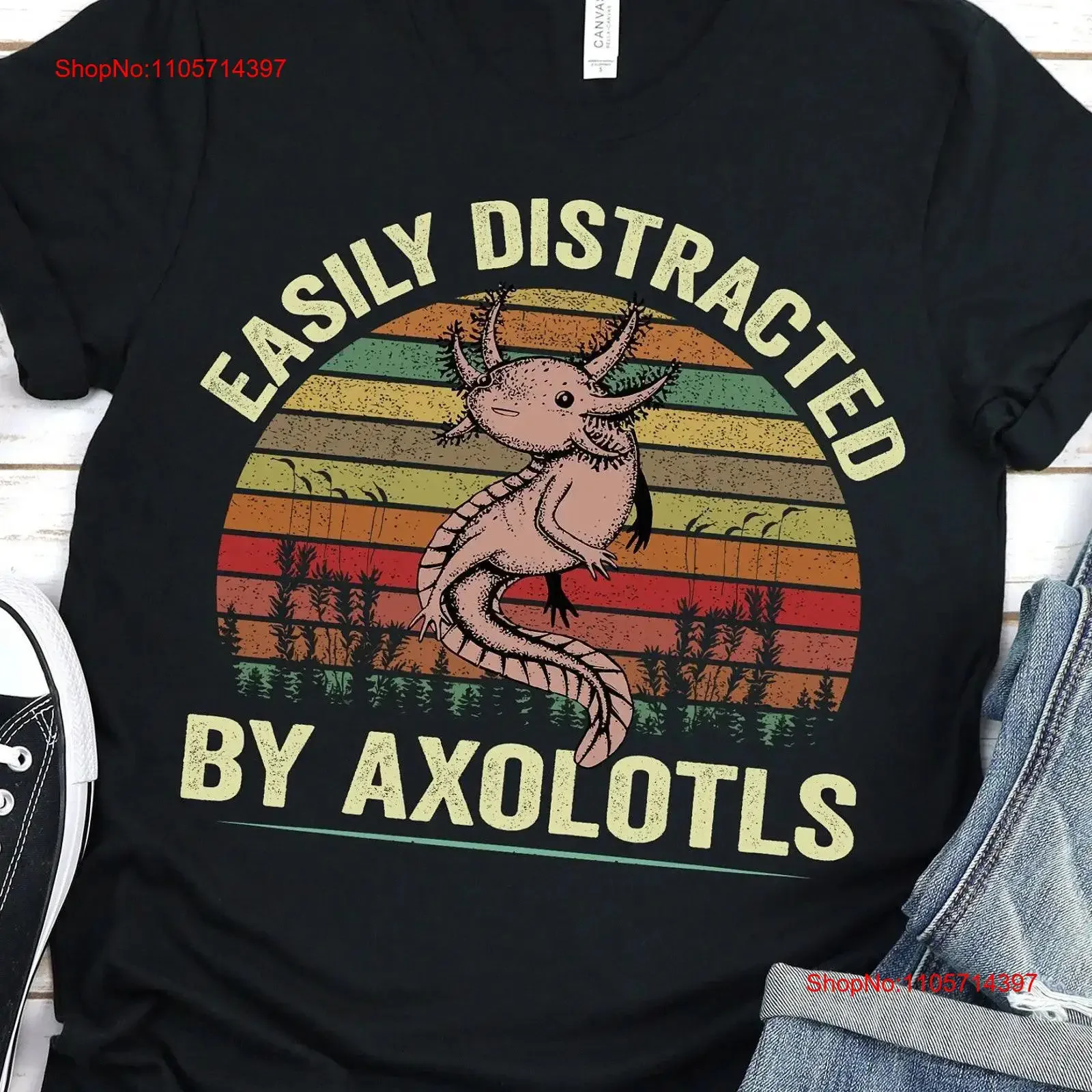 Easily Distracted By Axolotls T Shirt Axolotl Mexican Walking Fish Salamander vintage Washed Stylish Unisex graphic Stretched