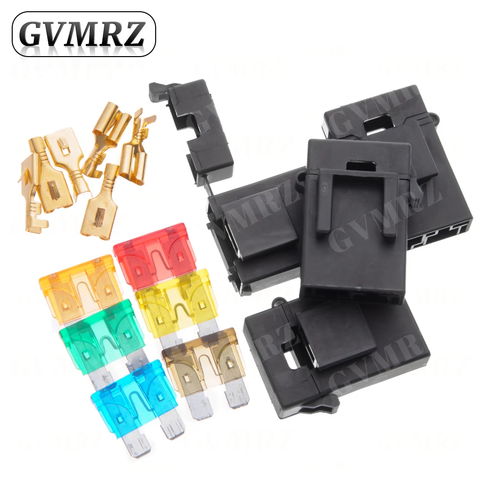 5Set Fuse Holder with Crimp Terminal Middle Fuse for Car Auto Connector 1A 2A 3A 4A 5A 7.5A 10A 15A 20A 25A 30A 35A 40A 45A 50A