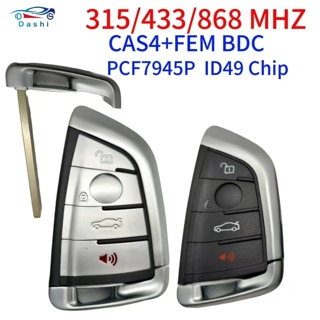 

315/434/868 МГц 3/4 кнопки ID49 чип Keyless Go автомобильный брелок для BMW 1 3 5 7 серии X1 X3 X5 X6 X7 F CAS4 CAS4 + 2011-2017 PCF7945