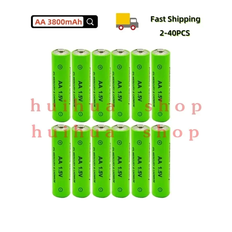 2-40PCS AA Rechargeable AA 1.5V 3800mAh Alkaline Battery for Flashlight Toys Watch Replace Ni-Mh Battery z